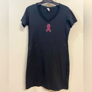 Live And Tell T-Shirt Dress with Pink Ribbon detail